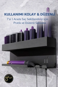 Saç Aletleri Organizeri - Metal Fön & Maşa Askılığı - Banyo Düzenleyici Raf